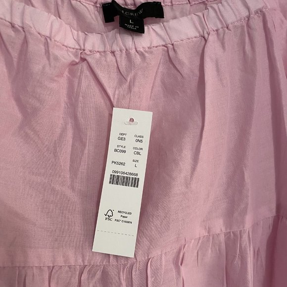 J Crew Puff-sleeve cotton voile beach dress- Pink (Crisp Blossom) - Picture 3 of 3